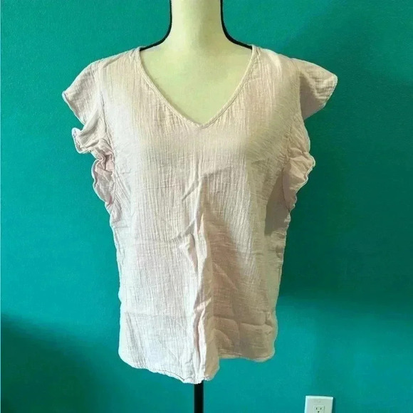 Caslon Tops - Caslon pink short sleeve top in size large